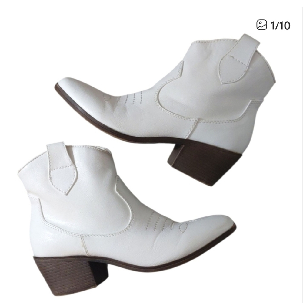 Cowgirl White Ankle Boots